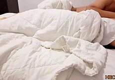 In a hotel room, a latina teen 18+ spoons and fucks with her best friend.