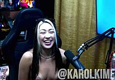 Karol gets wet from kiss