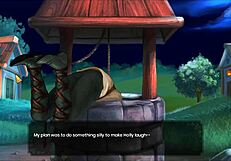 On the country ranch, the redhead anime girl faces a monster cock in this hentai game legend