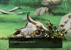 On the country ranch, the redhead anime girl faces a monster cock in this hentai game legend