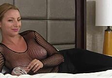 Femdom mistress punishes bound cock with toys in garage bondage