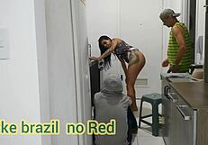 i invited the cute housekeeper for cleaning but she sucked my cock hard in the kitchen