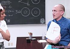 Mexican Teen Sucks Big Cock Hard In Uniform