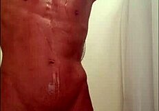 Twink assfucks shaved in wet shower