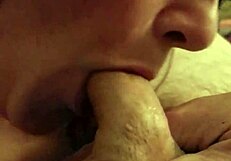 wife sucking his cock in amateur blowjob scene 😏