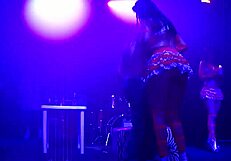 latina brunette outdoor fun in funk style