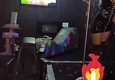 Teen in latex dress and fishnets gets bold fucking.