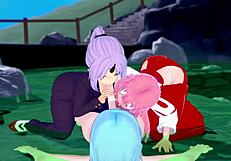 Shuna and Shion Rimuru in the Hot Springs the Time I Got Reincarnated as a Slime Parody. 3some, group, 3d, anime, hentai.