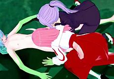 Shuna and Shion Rimuru in the Hot Springs the Time I Got Reincarnated as a Slime Parody. 3some, group, 3d, anime, hentai.