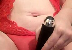 Sexy Solo Babe Rubs Wet Pussy with Vibrator Through Lingerie