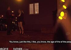 Waitress with Natural Tits Gets Roughly Bent Over and Fucked in Van.