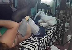 Girlfriend In Green Stockings Missionary Fuck