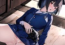 Anime policegirl gets doggystyle blowjob.