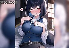 Anime policegirl gets doggystyle blowjob.