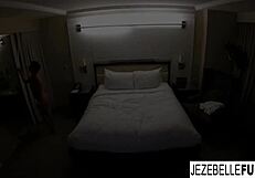 Sexy Jezebelle Bond hangs out nude in her hotel room, masturbating