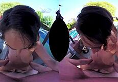 Vrhush christina cinn gets fucked in pov outdoors, swallowing cumshot on bikini boobs