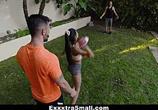 watch petite katya rodriguez get spit roasted by two big cocks