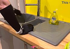 Pretty sissy dressed as maid cleans dominatrix clara's house