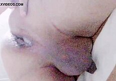 Mexican trans pleasures asshole with dildo