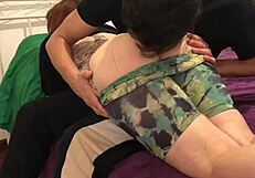 Babe's Ass Gets Spanked Hard in Garage Scene