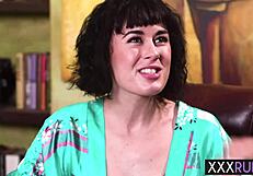 Horny Milf With Big Tits Massages Client's Monster Cock