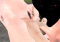 Bold 3D anime couple swaps blowjob and pussy licking intensely.