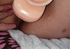 Latina uses big dildo on her ass!