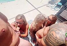 Paris Knight and BillyRaw watch as amateur couples have sex by the pool side