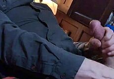 In slow motion, he strokes his big cock for bianca