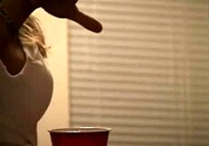 Teen coed rides hard at college party