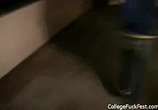 Teen coed rides hard at college party