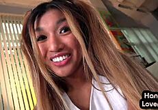 cheerleader asian babe jerks pov cock with nasty dirty talk