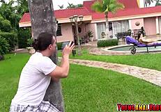 kimberly woods gets oiled anal fucked outdoors!