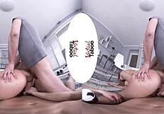 Intense blowjob and handjob from shaved redhead in virtual taboo pov.