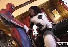 Deadpool and Spiderman return to fuck Monica Rambeau hard in a spitting threesome