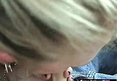 hot blonde couple gets naughty with car blowjob action tonight