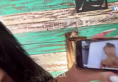 A nasty amateur brunette with a hostel stud has a cum shot to the face