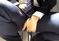 The candidate cums before the interview in a wild gay orgy