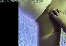 I make my husband wear wet pantyhose for footjob