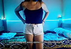 Here's a Latina teen showing off in a hotel room