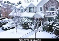 hot petite brunette stepsister orgasms from stepbrother pov fucking