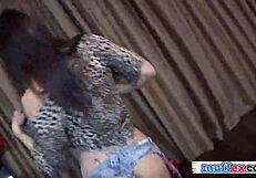 my freaky girlfriend teases me with a wild striptease at home