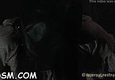 Girl Wears Metallic Helmet During Hardcore Pussy Drilling