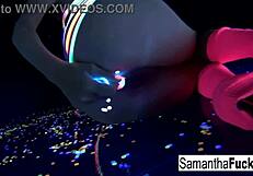 Samantha Saint Masturbates Nude In Black Light Solo