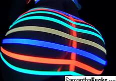 Samantha Saint Masturbates Nude In Black Light Solo