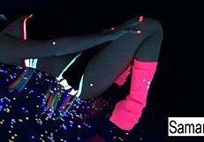 Samantha Saint Masturbates Nude In Black Light Solo