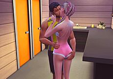 young girl gives personal trainer in sims 4 gym