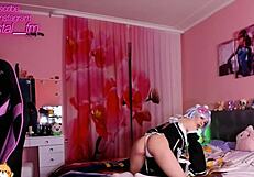 Young cosplayers in anime costumes perform solo sex on live webcam POV