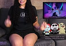 Watching an erotic ghost reaction for Halloween 2021 with petite Mexican babe