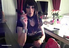 i'm a goth tranny stroking my cock on webcam